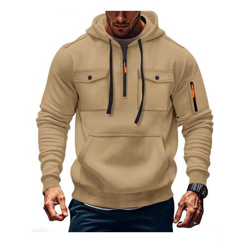 Men's hoodie workwear pocket zipper pullover hoodie hooded