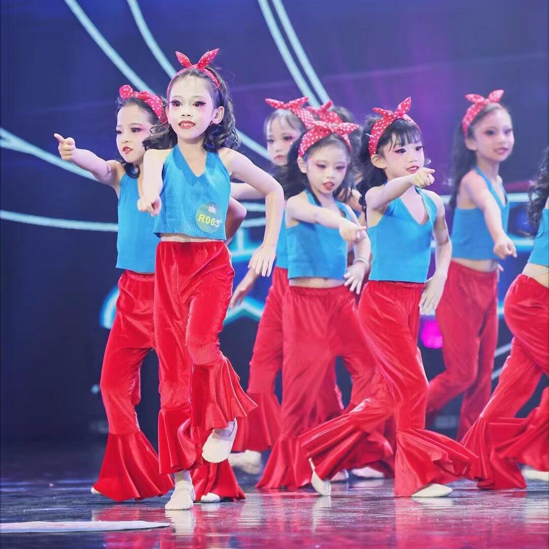 儿童潮流8090年代舞蹈服复古港风摩登时代表演服迪斯科女孩演出服