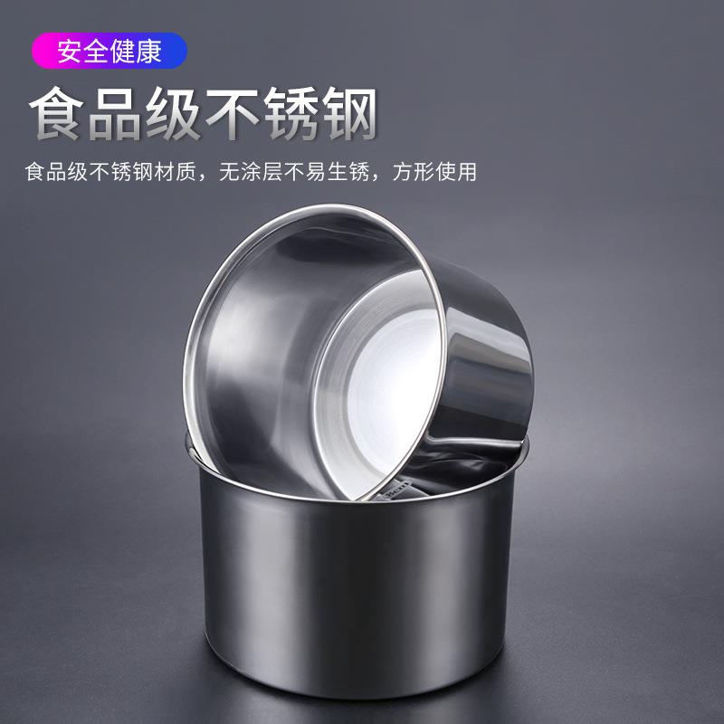 不锈味盅无HZ-QJQT4调磁钢盅无磁圆形调料盆带盖厨房料缸打味蛋盆