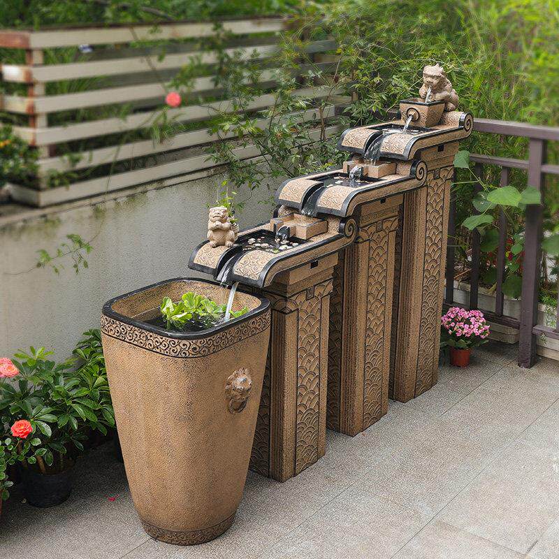 户外流水摆件室外阳台落地大型中式鱼池景观貔貅招财庭院装饰造景