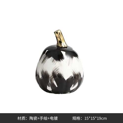 样板房酒柜南瓜花纹创意家居饰品中式别墅客厅新奢水墨轻陶瓷摆件