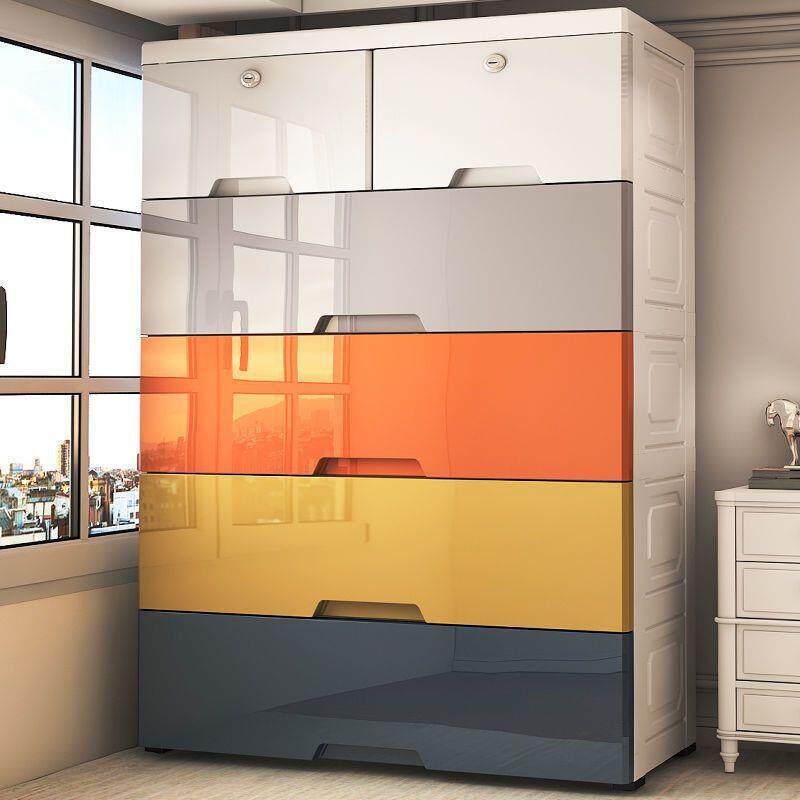 塑料玩抽屉式收纳柜子简衣柜婴儿童易整理架五柜斗XX825653具收纳