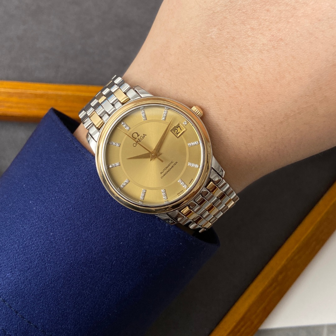 公价33700[9.8新]欧米茄碟飞间金自动机械男表4300.15.00