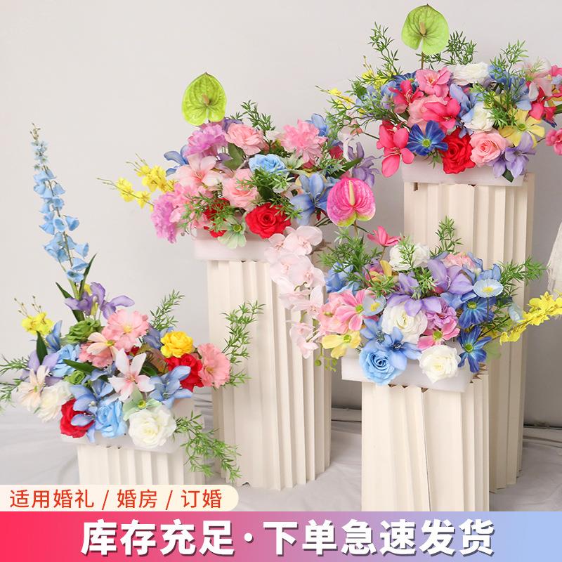礼婚房布花置装饰仿真订婚宴客厅摆设EMR婚仿真花桌花头床花迎宾