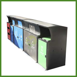 深圳城市更新城中村标准不锈钢分类垃圾桶组合密闭箱分类亭单桶款