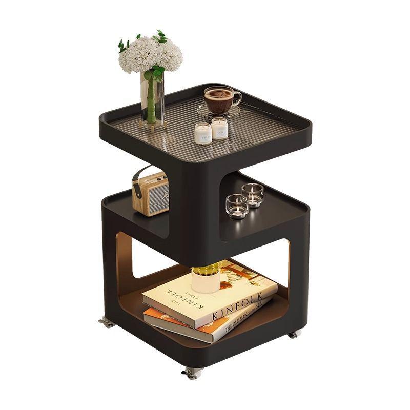 轻奢边几可移动创意茶几沙发边柜客厅带轮小推车铁艺床头柜置物架