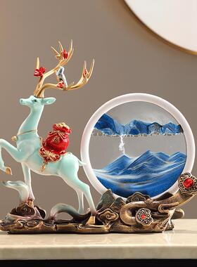 2026树脂麋鹿工艺品家居摆件新中式创意客厅玄关酒柜电视柜装饰品