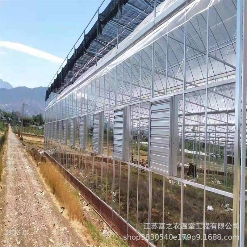 玻璃温室大棚设计安装外遮阳连栋温室大棚花卉养殖用玻璃温室大棚