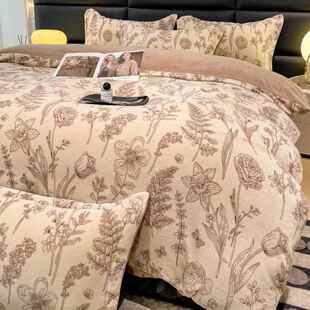 正品23新款牛绒床2上四件套珊瑚绒双面奶加厚加绒被套床单三0件套