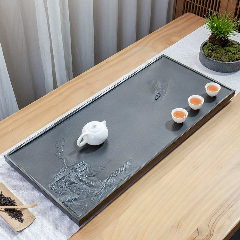 小号厂家家用浮雕立体茶茶盘创意大气乌金整块茶台大石头石海批发