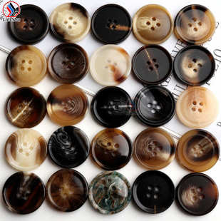 扣西装 仿牛角裤 钮扣 风衣毛呢大衣扣子 棒花花纹四眼树脂纽扣