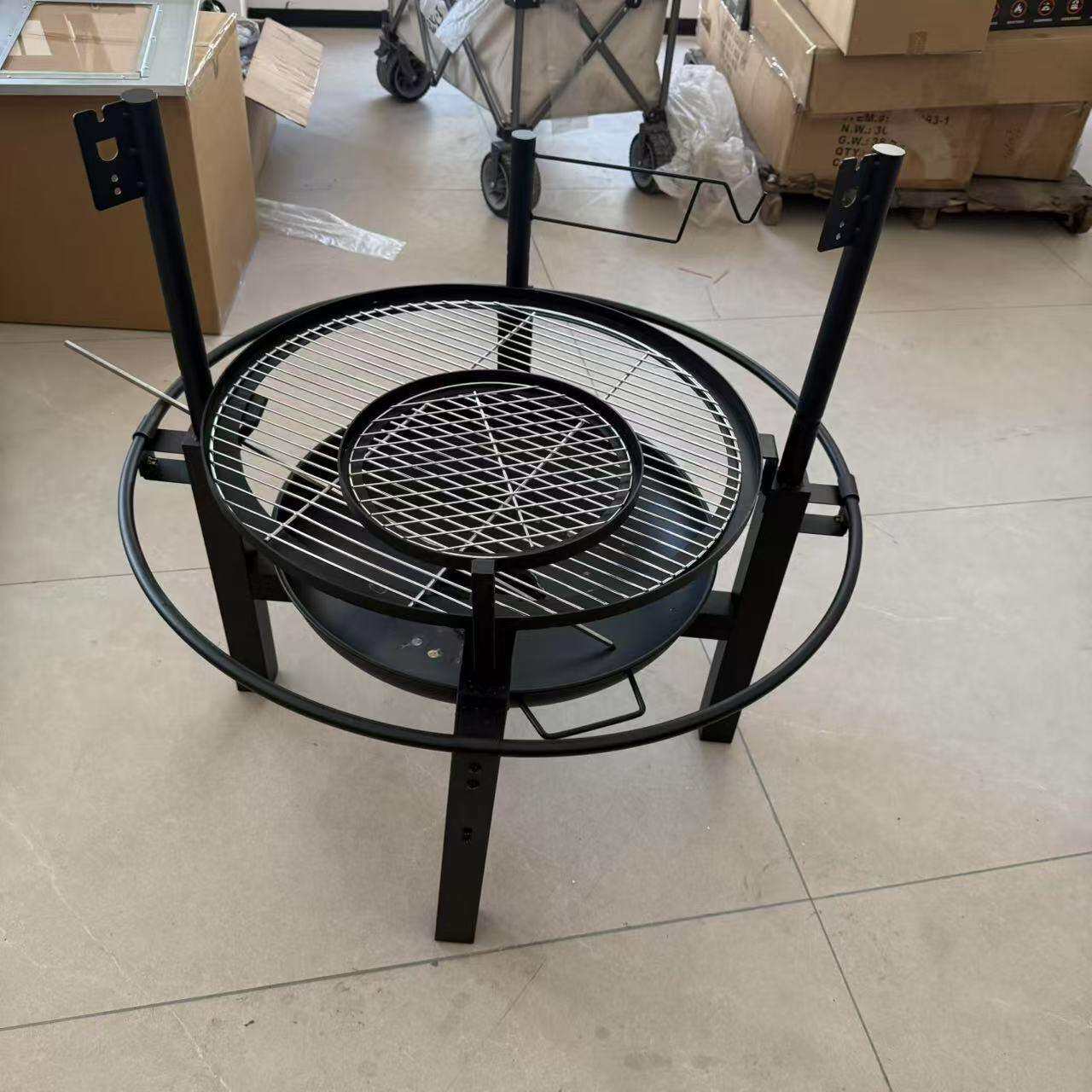 源头厂家跨境户外三脚吊链烧烤架火盘简易安装野外野炊野营炉具