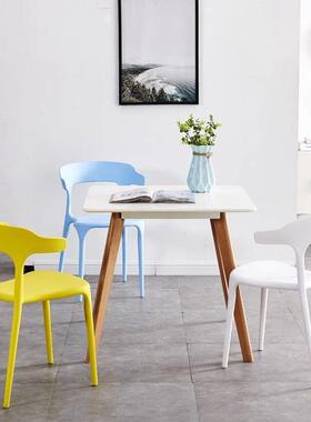 牛角椅子靠背宿舍书凳子办家用塑料餐桌椅懒人休闲加厚商厅用TIW