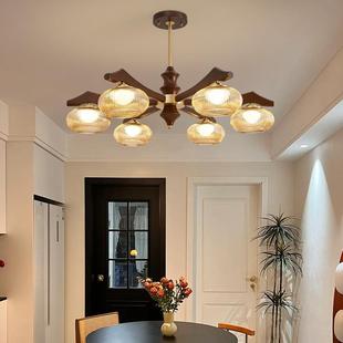 651中古客厅吊全铜灯美式 复古实木高端厅大别墅大厅卧室餐全屋灯