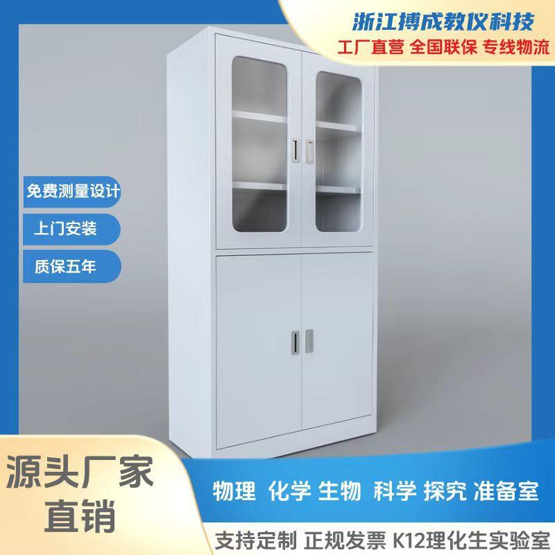 实验室器皿柜仪器柜化学用品柜全钢玻璃四门防腐蚀柜以视频展示