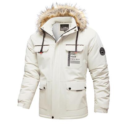 Printed jacket breathable mid length men's hooded trench