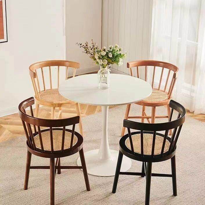 中古实木藤编餐桌椅主子化妆梳妆凳家用靠书背温桌莎THR公椅全实