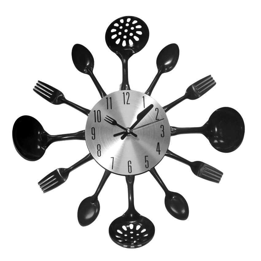 金属静音挂钟 装饰餐厅漆刀叉创意餐具墙面挂钟烤,家居饰品,挂钟,淘宝优惠券,粉丝福利购,淘宝优惠卷