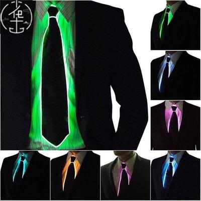 Men Glowing Tie EL Wire Neon LED Luminous Party Haloween Chr