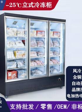 凌雪除雾门-25玻璃门速冻柜风冷立式冰柜商用低温冷冻冷藏展示柜