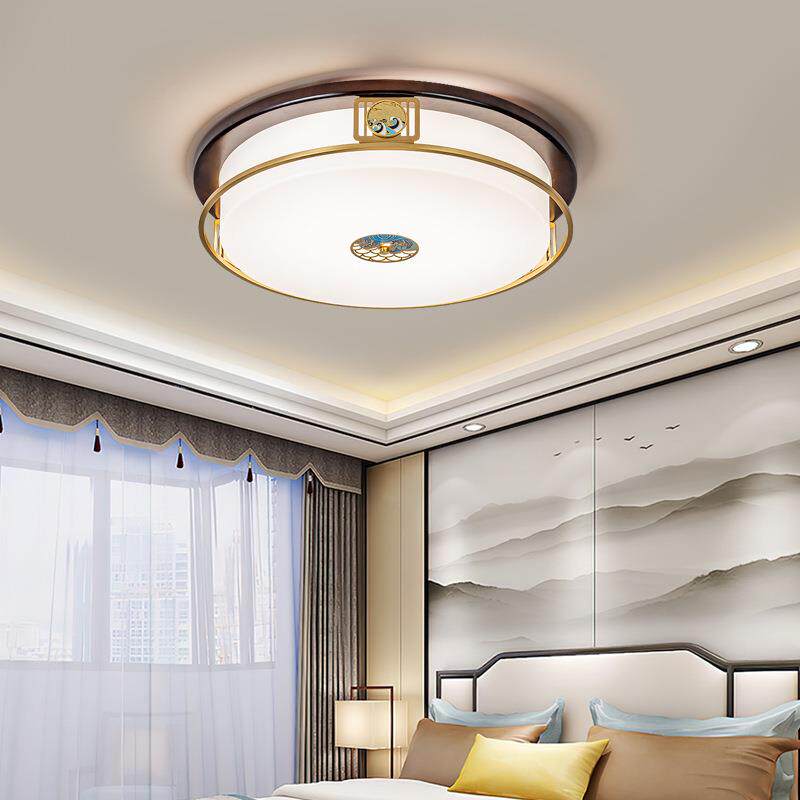 新款新中式吸顶灯中国风新款客厅灯餐厅风扇灯古典实木全光谱灯具