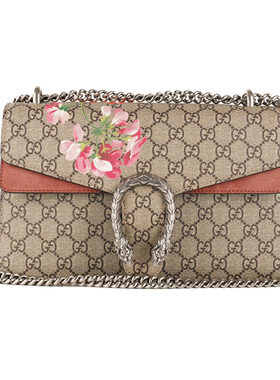 [9.9新]古驰GUCCI女士酒神中号粉色花卉单肩包K8051参2.3w