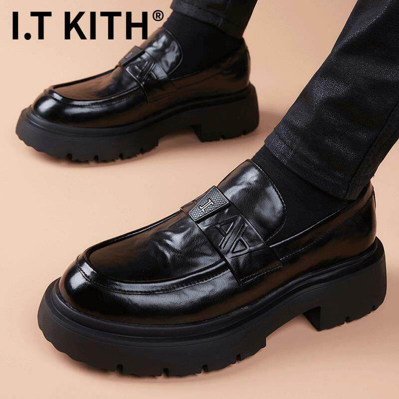 I.T KITH豆豆鞋男透气2025秋冬新款商务休闲皮鞋百搭套脚厚底鞋