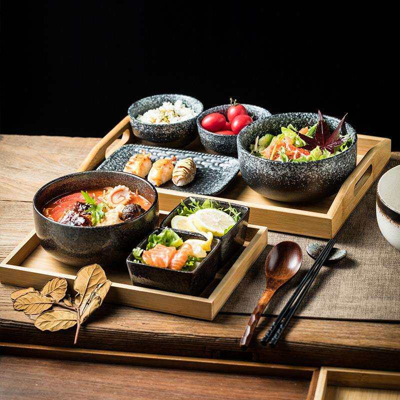 日式一人食陶瓷碗盘餐具用碗碟筷盘单人早餐套装面碗家用商用饭店