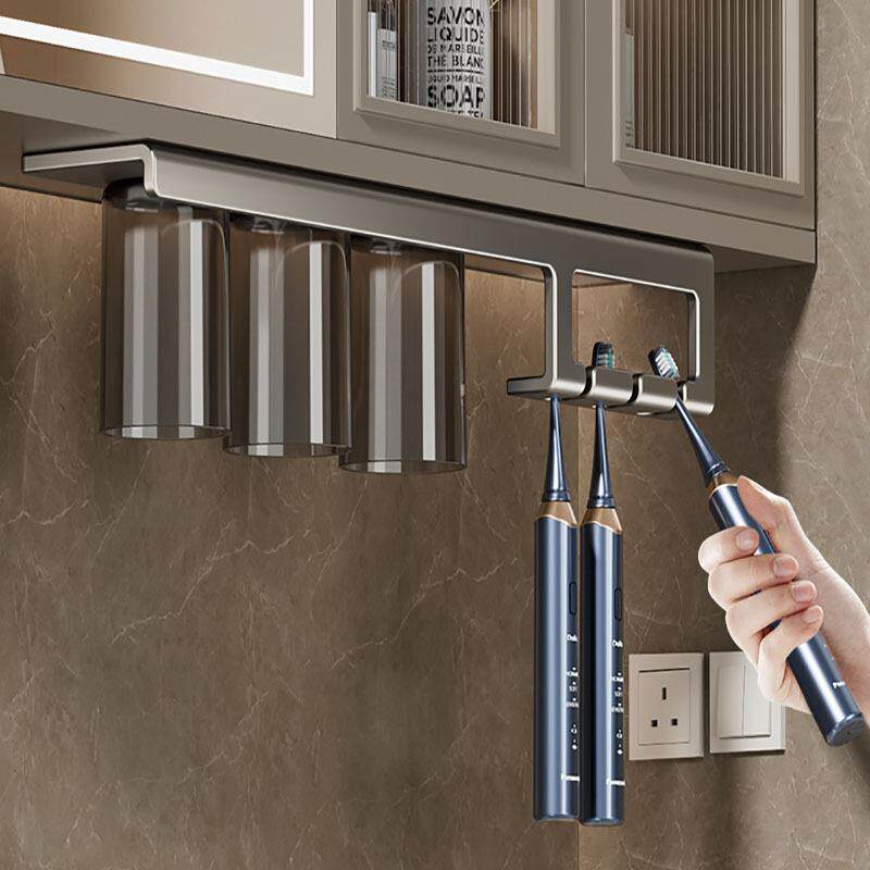 牙刷置物架磁吸免打孔卫生间漱口杯刷牙杯收纳壁挂式电动牙刷架子