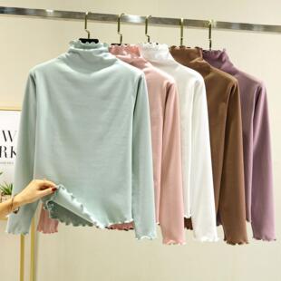 for neck velvet high half women shirt warm sided Double