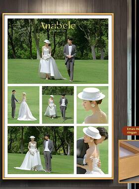 婚纱照相框放大挂墙洗照片玄关装饰画全家福相片结婚照多宫格挂画