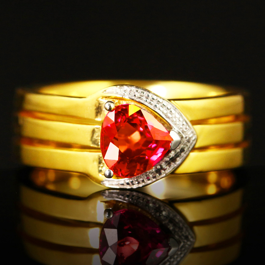 【AIGS】无烧1.02ct莫桑比克天然红宝石18K金戒指女玻璃体炫彩