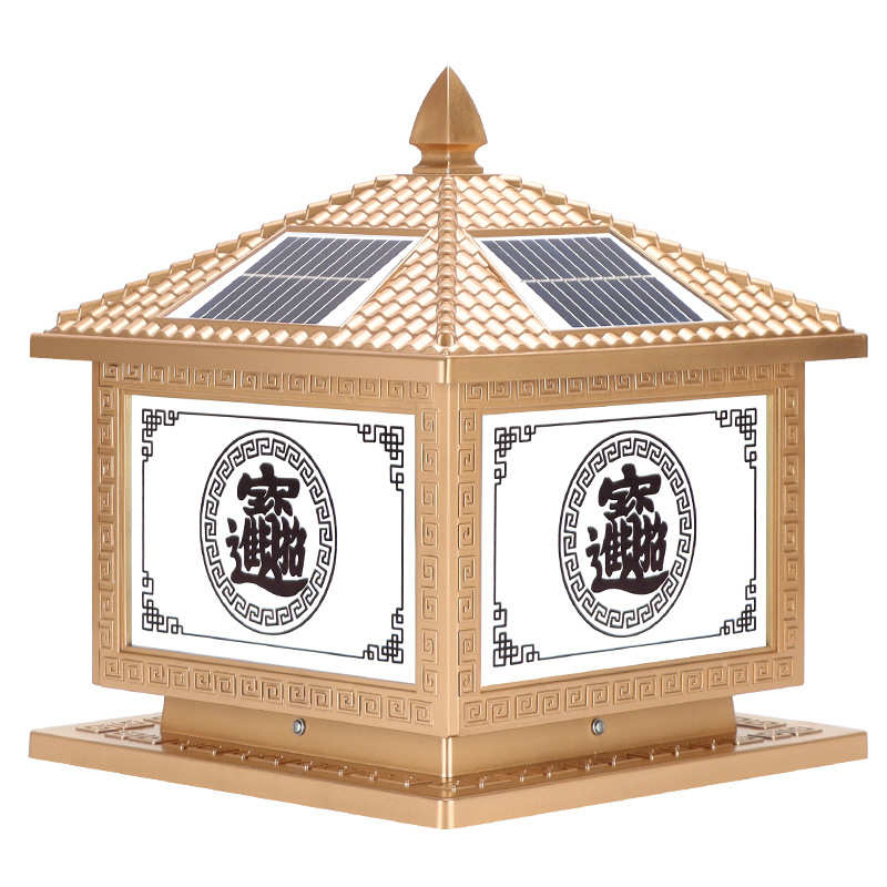 新款八方来财防水太阳能柱头灯景观庭院灯别墅农村门柱户外围墙灯