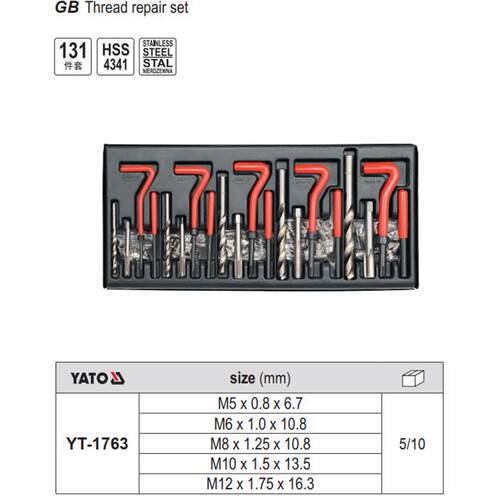 易尔拓131件螺纹修补组套维修脱扣漏扣修补工具YT-1763