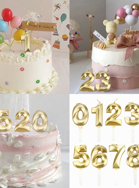 钻石切面金色立体大号数字蜡烛周岁情人节生日蛋糕装饰摆件插件