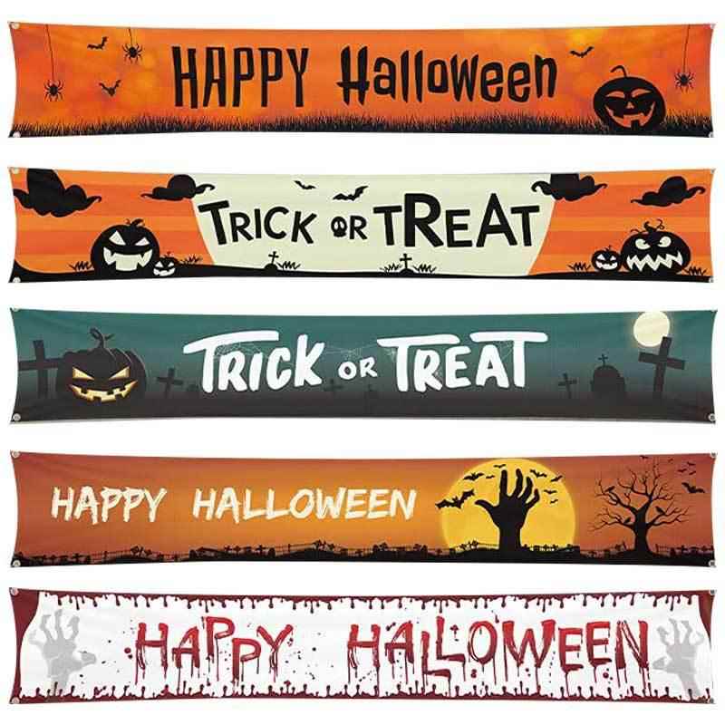 万圣节Halloween背景墙布横幅装饰 商场游乐园户外挂拉旗花园布置