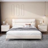 轻奢床头柜小极型卧木简约现代简意式 床实边0柜家用室皮质储物柜