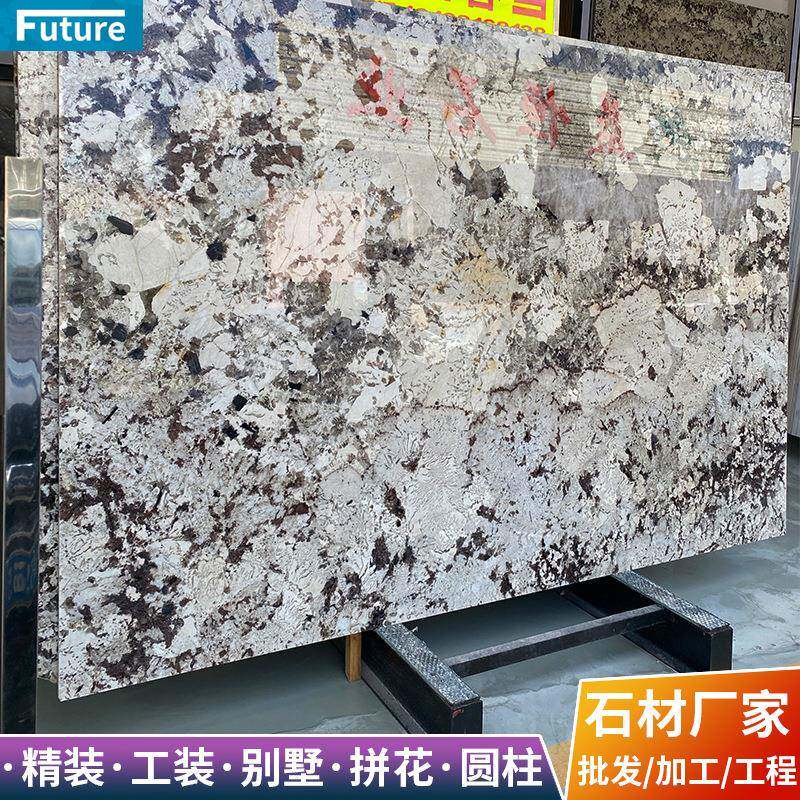雪山银狐天然大理石板材灰色奢石石材加工飘窗台面桌门槛别墅