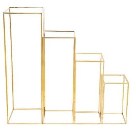 节庆用品几何路引电镀婚庆道具金色铁艺方框花架装饰 T台背景