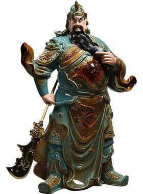 德化陶瓷20寸青釉关公像供奉武财神关羽佛像摆件家用关二爷佛像