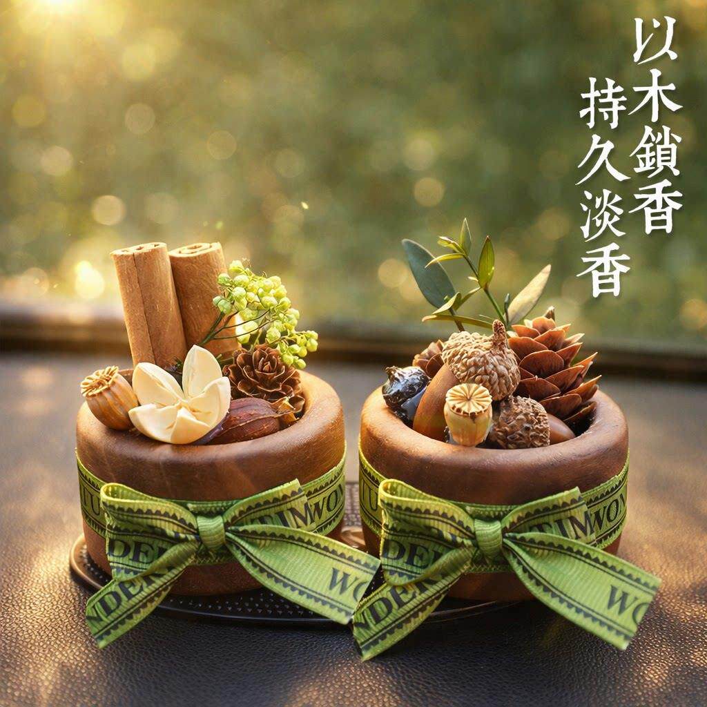 桃木汽车香薰摆件车内饰品车载中控台仪表台装饰干燥花创意高级感