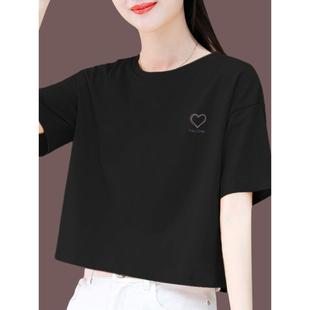 宽松上衣圆领体恤衫 爱心字母正肩短款 新款 短袖 0722z t恤女2025夏季