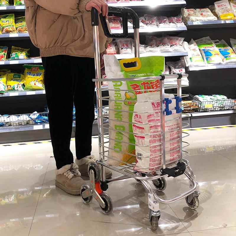 合金爬楼车拉购物买菜车折叠上楼水8轮双把拉货小推车铝买菜拉货