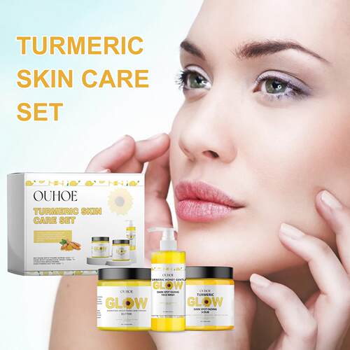 OUHOE Turmeric Skincare Set - Refreshing Cleansing, Hydratin