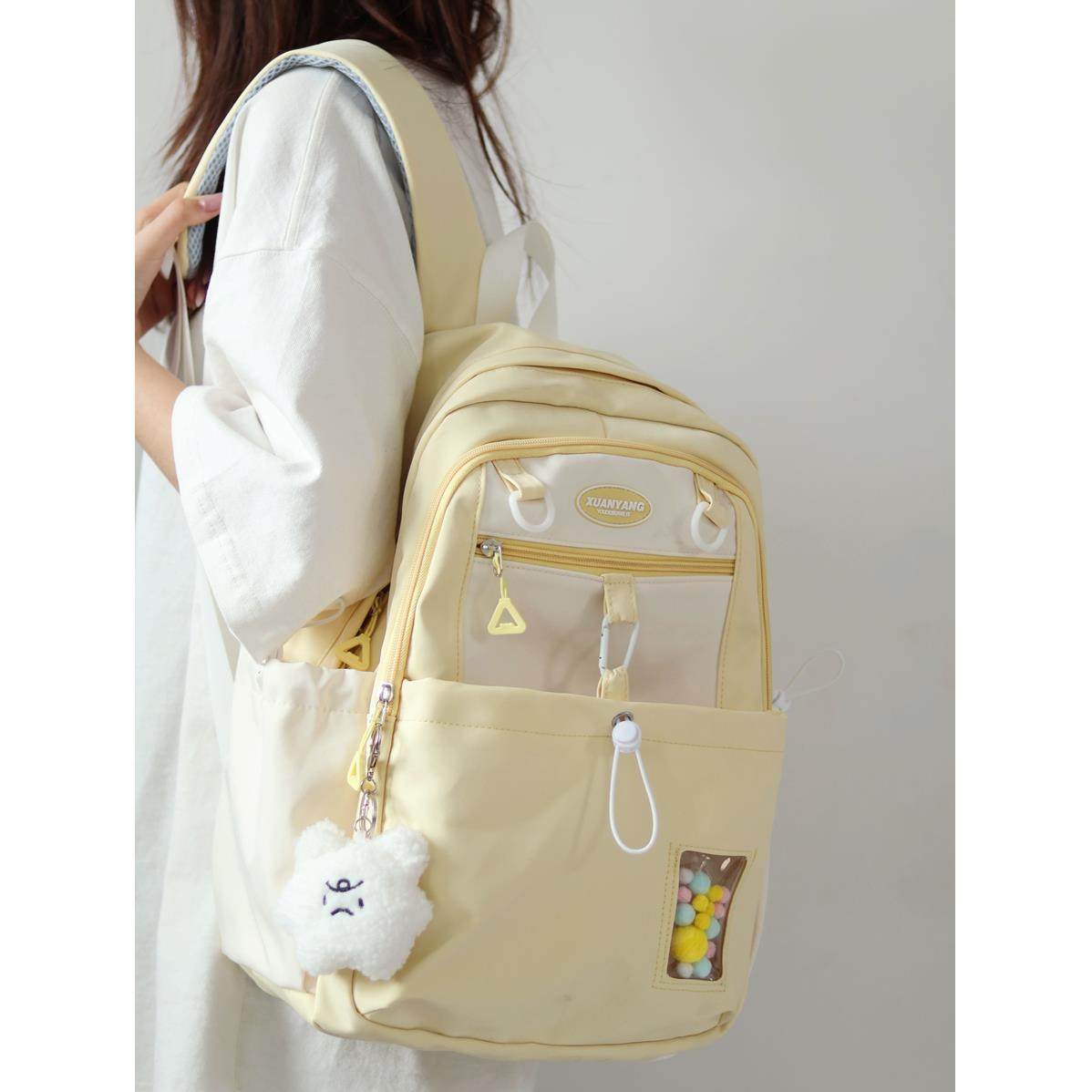 书包初中女生小学生日系ins双肩包大学生高颜值旅游轻便百搭背包,箱包皮具/热销女包/男包,双肩背包,淘宝优惠券,粉丝福利购,淘宝优惠卷