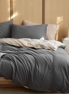 棉纯色天竺棉四件套柔软纯床棉被套1.8单床笠款针全织棉上床FXB8