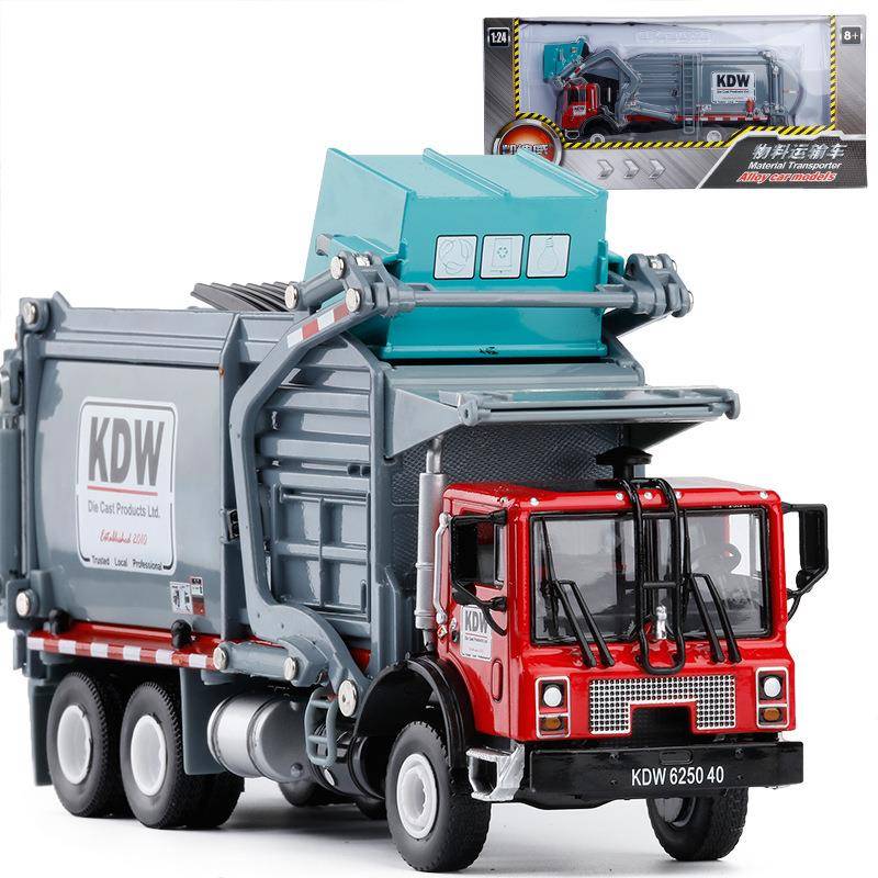 盒装凯迪威625040物料处理机合金车模垃圾运输车工程车