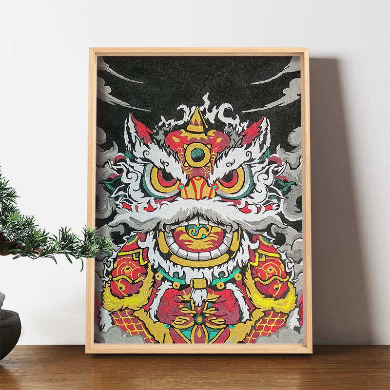 土玩艺纸浆画解压手工diy材料包中国风国潮醒狮卧室装饰画毕设,家居饰品,DIY/数字油画,淘宝优惠券,粉丝福利购,淘宝优惠卷