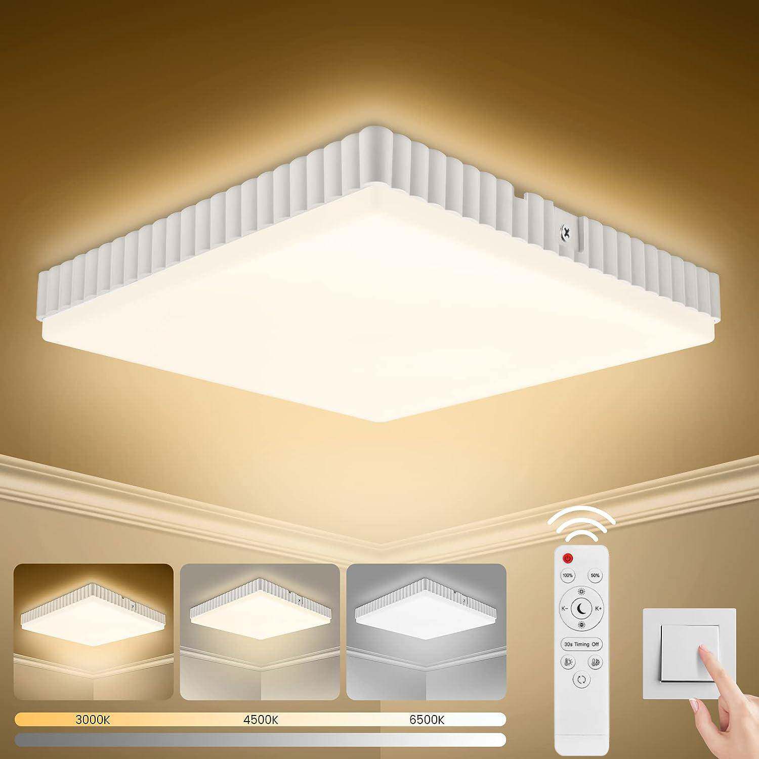 LED灯新款方形吸顶灯24W配遥控安装支架2200流明亮度可变光 适用