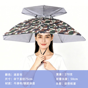 带头上的伞帽头戴式遮阳防晒钓鱼专用防雨斗笠雨伞帽子斗篷头盔伞